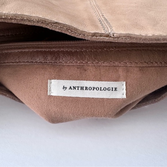Anthropologie Slouchy Leather Shoulder Bag Lamb Sheep Oversized Tote Camel Tan - Picture 5 of 14